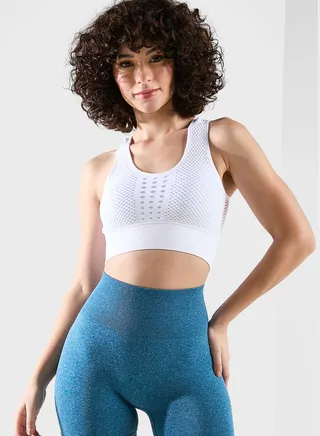 Laser Cutout Back Detail Sports Bra