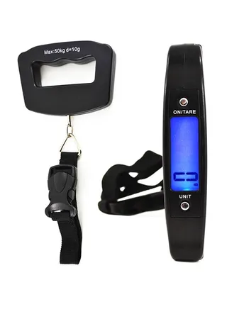Hanging Luggage Scale With Backlit LCD Display Black/Blue 