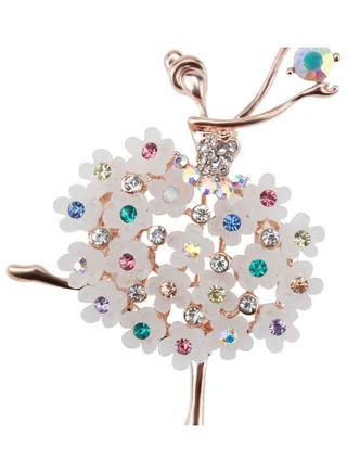 Crystal Fashionable Ballet Dancing Girl Brooch 