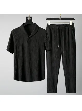 New Short Sleeved Long Pants Casual Sports Set 