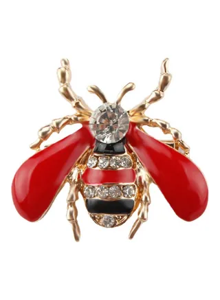 Bee Cartoon Brooch With Rhinestones 
