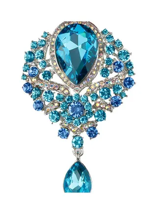 Crystal Pendant Brooch 