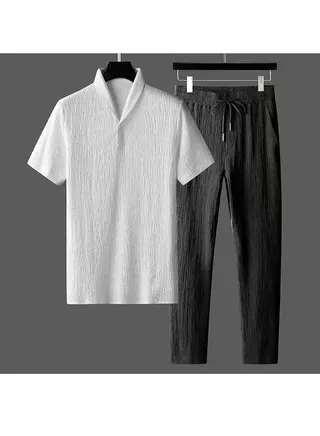 New Short Sleeved Long Pants Casual Sports Set 