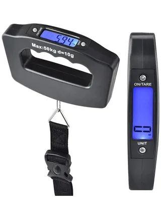 Electronics Travel Luggage Scale, Digital Luggage Weighing Scales for Suitcase with Temperature Reading 50 Kg Capacity (Black/Silver) 