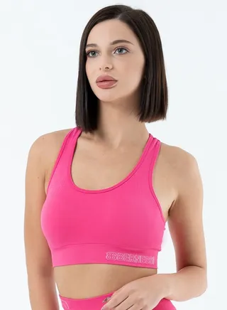 Turkiye Nylon High Support Sports Bra for Women Comfortable Ladies Bra Top for Yoga Workout Fitness Gym Running Exercise Dance Athletic Magenta Pink 