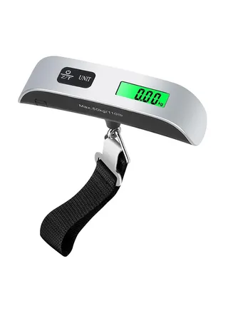 Electronic Luggage Scale with Temperature Sensor, Portable Handheld Baggage Scale, 110lb Hanging Suitcase Weight Scale for Travel - Includes Battery 