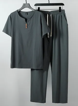 New Trend Ice Silk Handsome Sportswear Two-Piece Set 