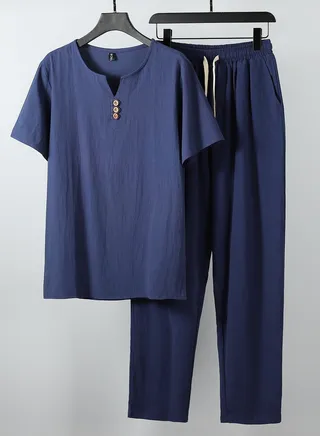 New Trend Ice Silk Handsome Sportswear Two-Piece Set 
