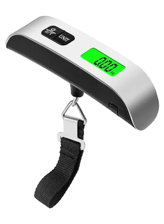 Electronic Luggage Scale Portable Digital Hanging Luggage Scale Handheld Baggage Scale For Travel Suitcase Scale For Traveling With LCD Display and Temperature Display 50Kg/110Lb 