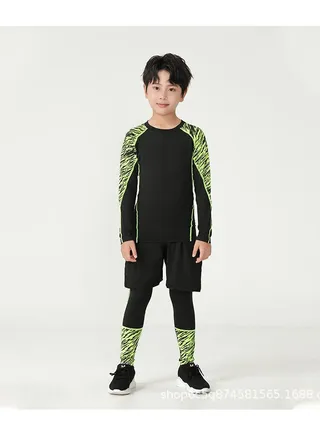 Children's High Elasticity Tight Fitting Clothing Sports Fitness Set Quick Drying Training Suit 