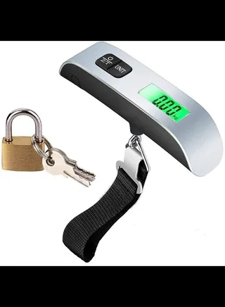 Luggage Digital Scale with Padlock Portable Handheld Baggage Scale with Hook and Small Lock 
