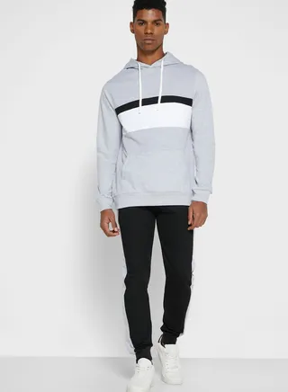 Colourblocked Tracksuit Set Grey/Black 