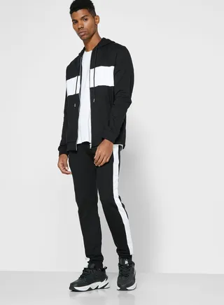 Colourblock Tracksuit Set Black/White 