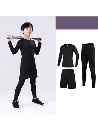 Children's High Elasticity Tight Fitting Clothing Sports Fitness Set Quick Drying Training Suit 