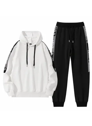 New Fashion Trend Hooded Long Sleeve Sweater Pants Two Piece Set 