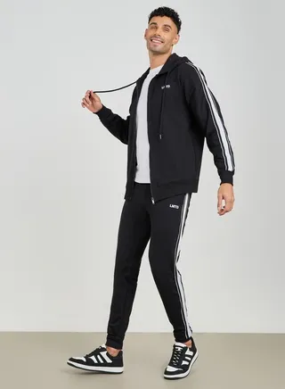 Contrast Print Hooded Zip Through Terry Tracksuit 
