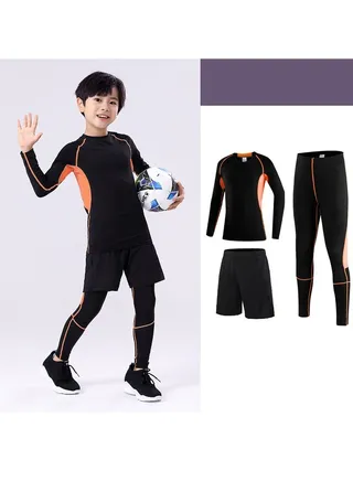 Children's High Elasticity Tight Fitting Clothing Sports Fitness Set Quick Drying Training Suit 