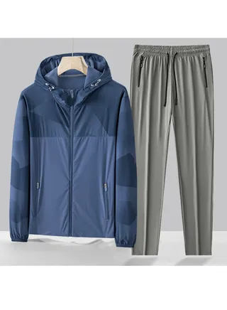 Loose Fitting Ice Silk Pants Quick Drying Sports Set 