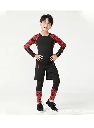 Children's High Elasticity Tight Fitting Clothing Sports Fitness Set Quick Drying Training Suit 
