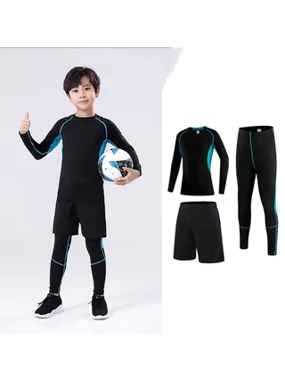 Children's High Elasticity Tight Fitting Clothing Sports Fitness Set Quick Drying Training Suit 