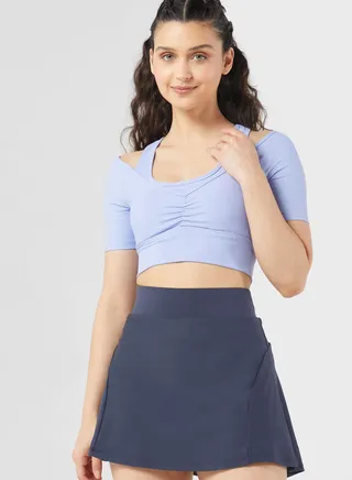 Cold Shoulder Cropped Athletic Top