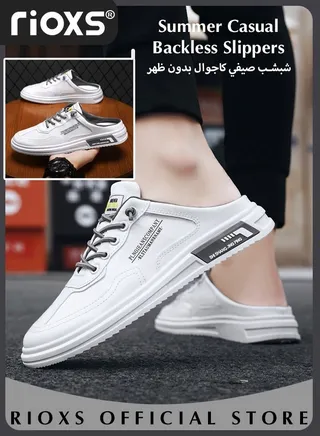 Men's Summer Casual Backless Slippers Mesh Fabric Breathable Upper Slip-on Sandals Comfortable Sport Slippers 