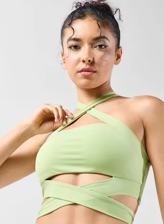 Tie Up Detail Athletic Bra