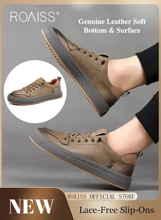 Men Leather Slip On Business Casual Loafers Soft Suede Men Shoes Men Slip Ons without Laces Easy to Wear Lazy Shoes 