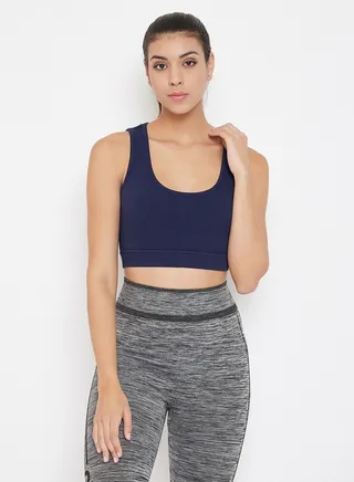 Clovia Medium Impact Padded Sports Bra with Cutout Back 