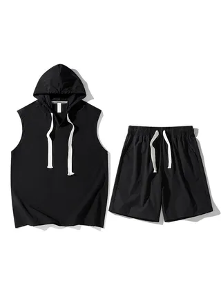 New Hooded Casual Loose Hooded Short Sleeve Two Piece Set 