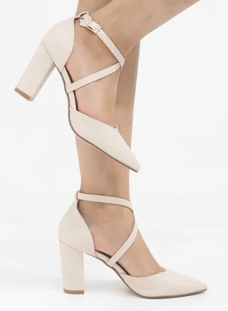 Femi open waist block heel nude 