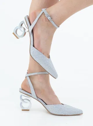 Adweta diamante open waist heel silver 