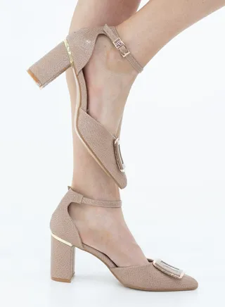 Chakrika snake skin open waist heel beige 