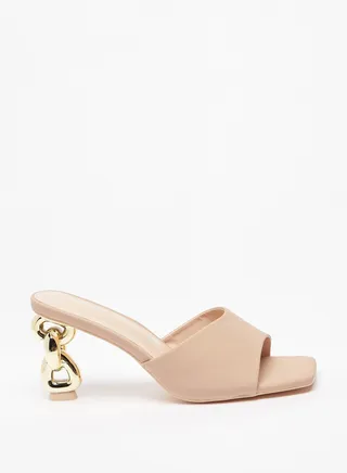 Womens Flora Bella Chainlink Detail Slip-On Sandals with Heels 