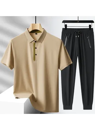 Short sleeved and long pants casual sports two-piece set 
