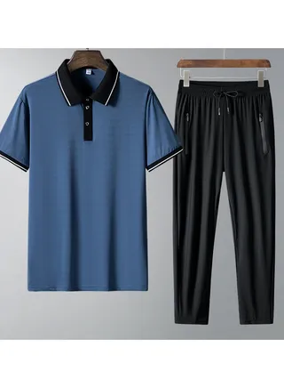Summer Ice Silk Polo Shirt Set 