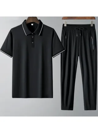 Summer Ice Silk Polo Shirt Set 