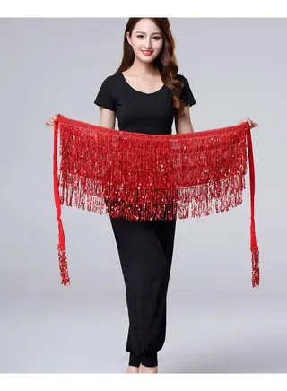Women's Belly Dancing Belt Colorful Dance Waist Chain Belly Dance Hip Scarf Belt With Sequin Tassel 