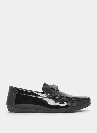 Glossy Upper Flat Sole Loafers 