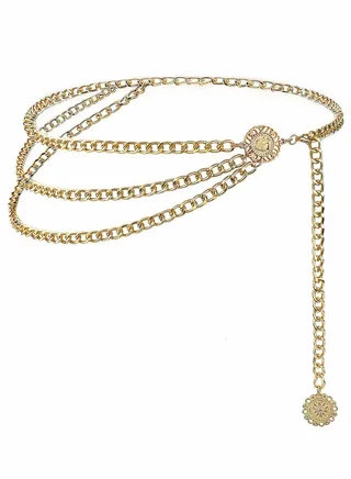 Metal Waist Chain Belts, Multi Layer Waist Chain Dress Belts for Jeans Skirts Pants Dresses Girls Women 