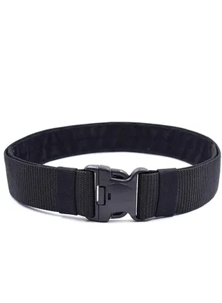 Durable 4 Pcs Unisex Military Belt Adjustable Outdoor Tactical Utility Strap with Quick-Release Buckle 120x5.5x0.3CM (Black) 