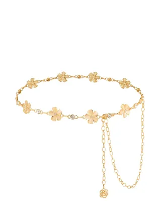 Metal Waist Chain Belts for Women Pearls Gold Silver Chain Belts for Dresses Adjustable Ladies Metal Body Link Belt 