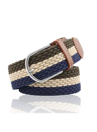 Braided Belt, Mens Elastic Stretch Belt, Women Vintage Belts, Fabric Woven Girl Jeans Dress Casual Belt, Rugged Flex Nylon Cord Braided Belt  No Hole Design 