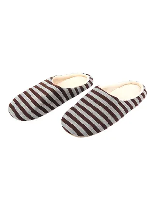 Striped Cloth Bottom Slip Ons Brown/Grey 