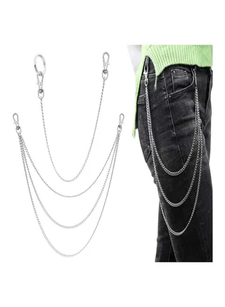 Belt Chain, 3Pcs Metal Waist Chain Belts, Pocket Chain, Chains for Wallet, Pants, Jeans, Goth Accessories for Jeans Skirts Pants Dresses Girls Women, Goth Accessories for Men and Women 