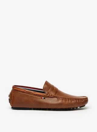 Mens Textured Slip-On Moccasins