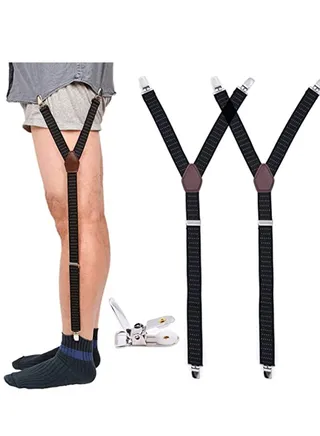 Mens Shirt Stays Military Adjustable Elastic Garter Straps Sock Non-slip Locking Clamps Long-Lasting Shirt Stays Signature Shirt Stays Shirts Holder for Men 