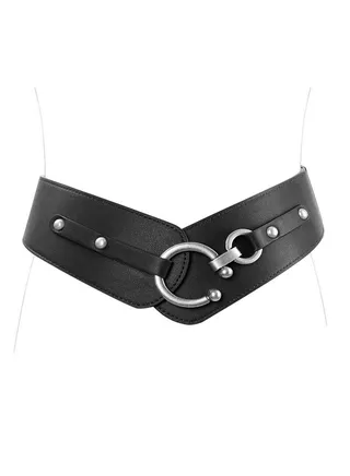 Women's Fashion Vintage Wide Elastic Stretch Waist Belt, With Interlock Buckle Belt 