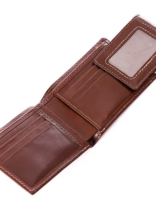 Leather (RO 103) Wallet for men, Mens wallet – Soft Touch Rustic Leather, Extra Capacity with 1 ID Slot, Compact Convenience and Ideal Gift - Men's Wallet with 9 Card Slots.with cash pocket .Brown 