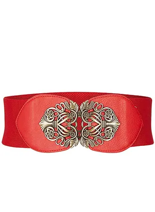 1pcs Elastic Belt, Corset Belt Dress Belt, Nurses Belt, Stretchy Elastic Wide Waist Belt for Womens Dress Metal Interlock Buckle 